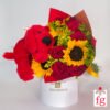Ramo de rosas y girasoles con peluche